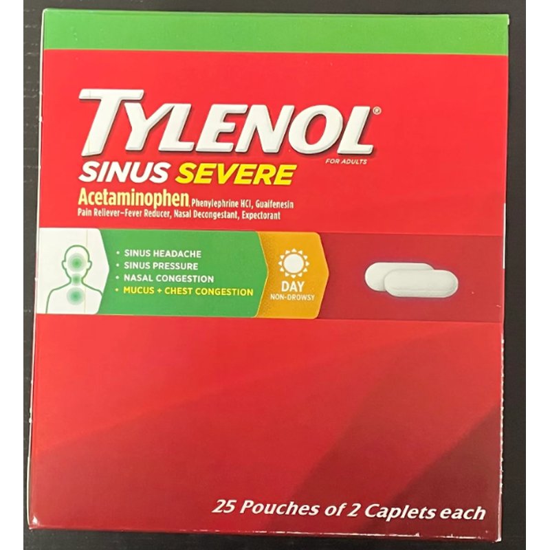 Tylenol Sinus Severe Caplets 2 Pack 25 Count wholesale health&beauty retail distribution