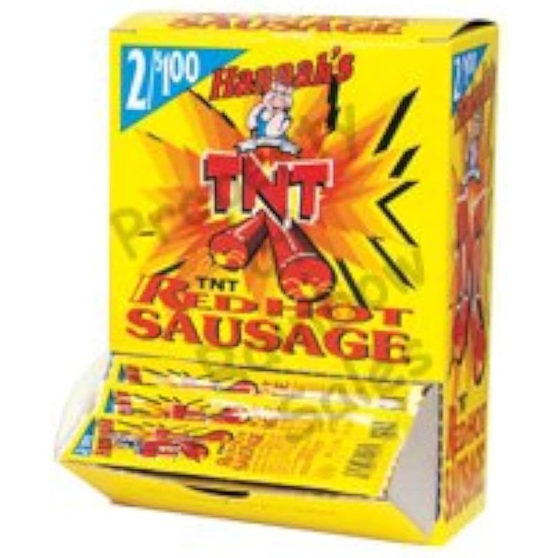 Hannah's Red Hot Sausage TNT 0.7 oz each 50 count wholesale candy/snack retail distribution