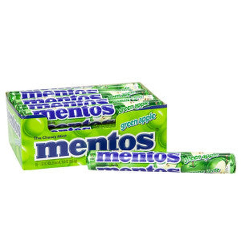 Mentos Green Apple Rolls 1.32 oz 15 ct wholesale candy/snack retail distribution