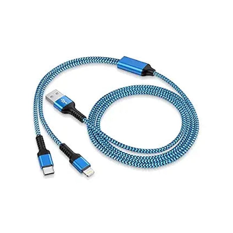 Southland Distribution Multiple Charger Cable 2 in 1 iPhone and Android USB Charging Cable 4ft nylon braided wholesale other retail distribution
