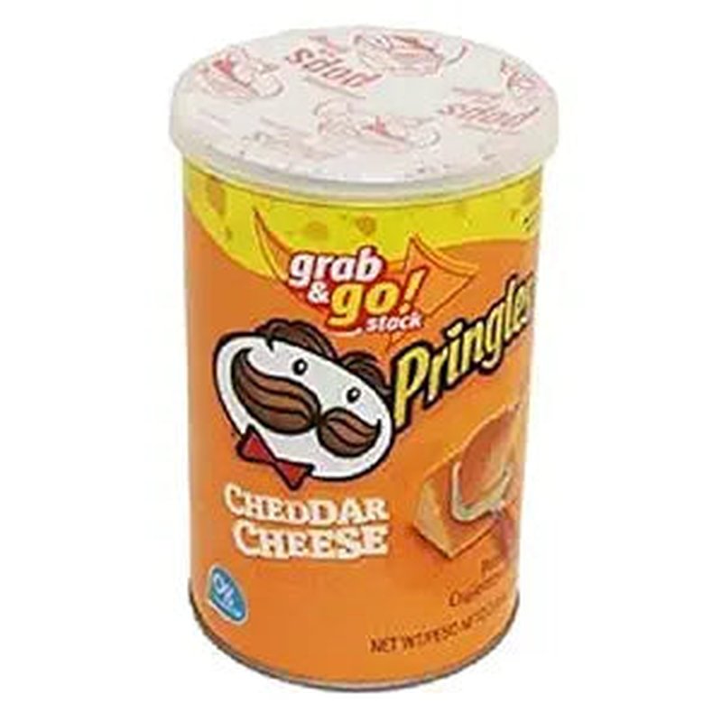 Pringles Grab N’ Go Cheddar Potato Crisps 2.5 oz canister wholesale candy/snack retail distribution