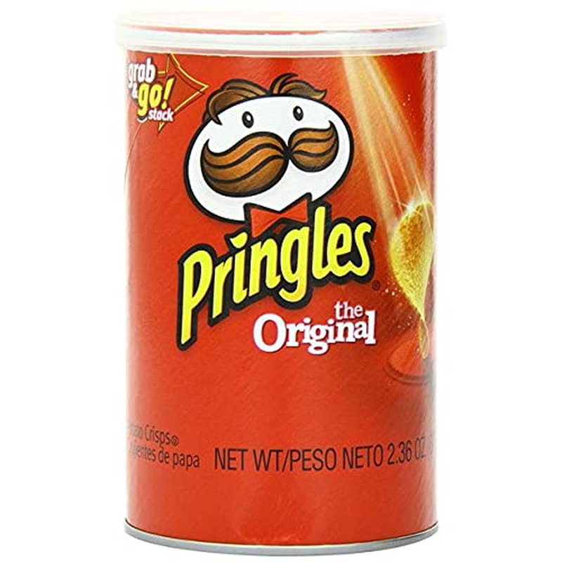 Pringles Original Potato Crisps 2.36 oz Grab N’ Go canister wholesale candy/snack retail distribution