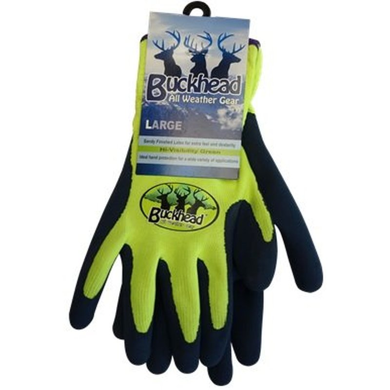 Buckhead Hi Visibility Green Gloves 13-Gauge Sandy Finish wholesale work gloves retail distribution