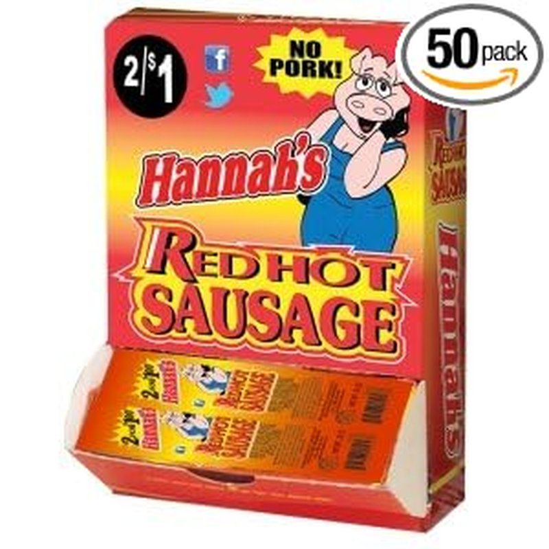 Hannah's Red Hot sausages 50 count wholesale candy/snack retail distribution
