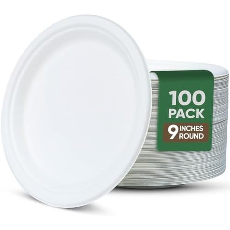TaidMiao Disposable Sugarcane Paper Plates 9-inch 50 pack wholesale household retail distribution