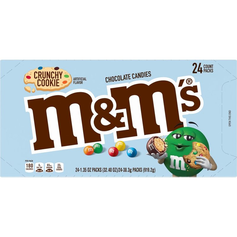 Mars M&M's King Size Crunchy Cookie bars 24 Ct wholesale candy/snack retail distribution
