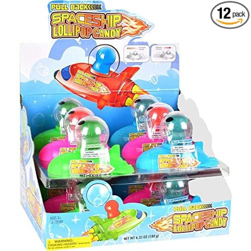 Southland Distribution Spaceship Lollipop Pullbacks 12 count box wholesale candy/snack retail distribution