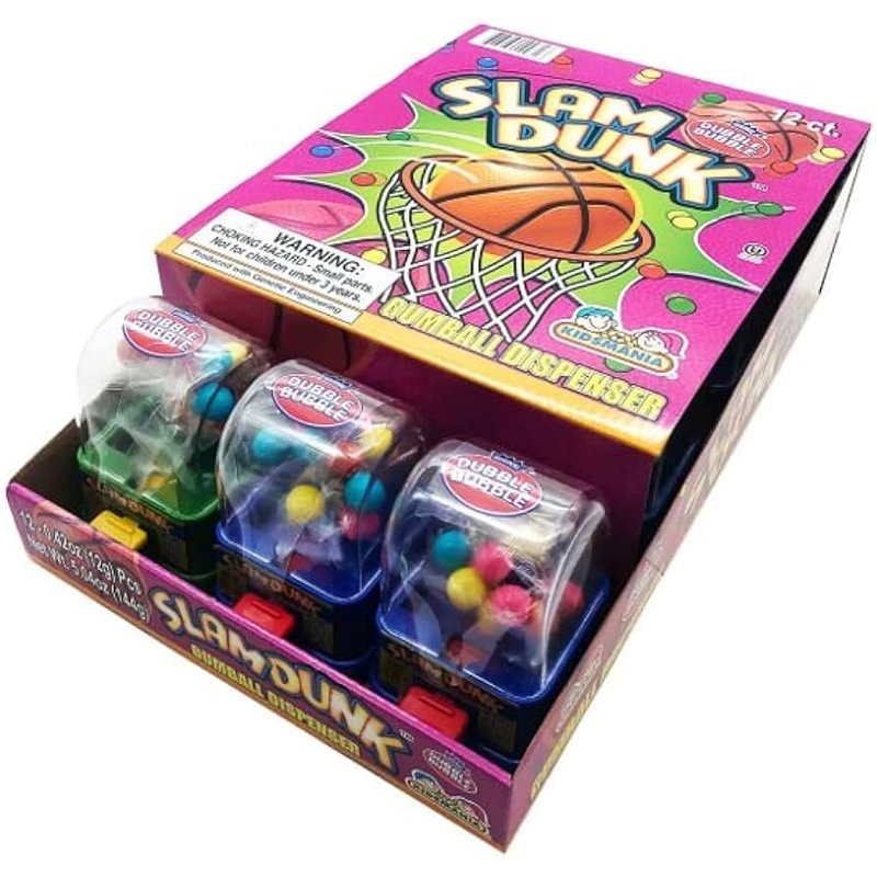 Slam Dunk With Bubble Gum Dispenser 12 count wholesale candy/snack retail distribution