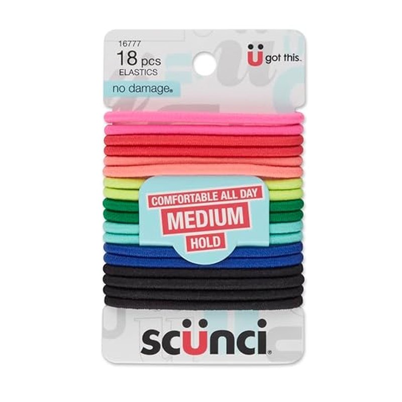 Scunci Multicolor No Damage Hair Elastic Ties 18ct wholesale sel ele pony tail holder 18ct retail distribution