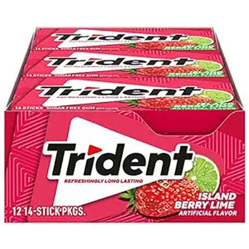Trident Island Berry Lime 14 pack chewing gum wholesale candy/snack retail distribution