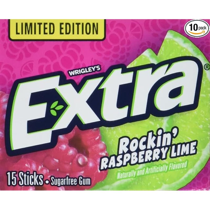 Extra Raspberry Lime Gum candy/snack 15 Pack/10 Count wholesale candy/snack retail distribution