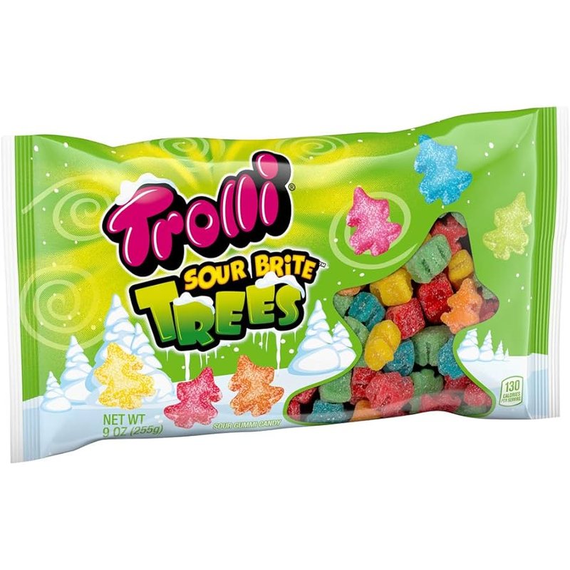 Trolli Sour Brite Gummy Christmas Trees 9 oz bag wholesale candy/snack retail distribution