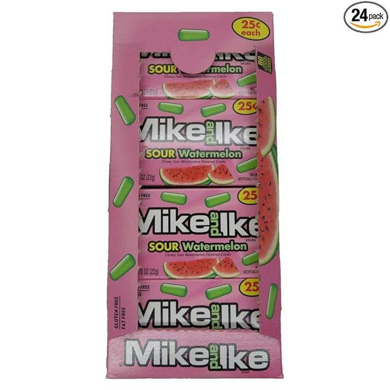 Mike and Ike Sour Watermelon chewy candy 0.78 oz pack wholesale candy/snack retail distribution