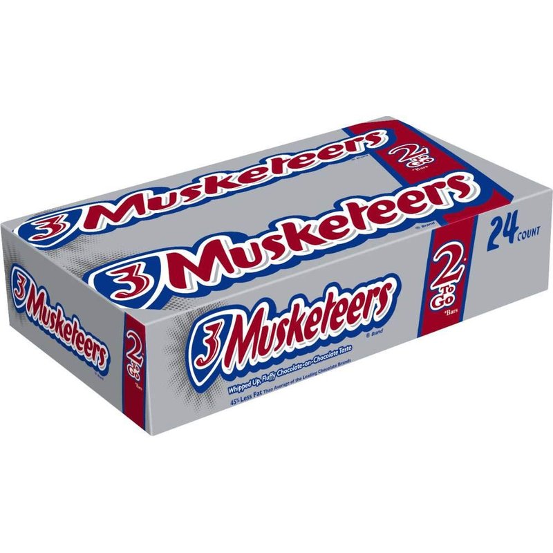 Mars 3 Musketeers King Size 2 To Go bars 24 Ct wholesale candy/snack retail distribution
