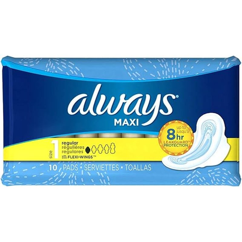 Always Maxi Regular Flexi-Wings Pads 10 Count Pack wholesale alway 10's maxi reg w flex ea retail distribution