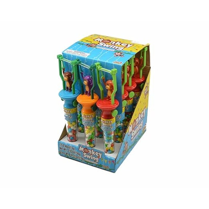Monkey Swing interactive toy with candy treats inside 12 Ct wholesale candy/snack retail distribution