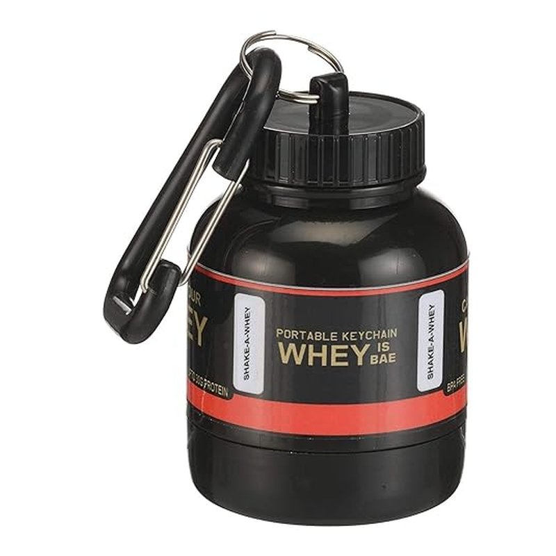 Believe in Yourself Portable Protein Powder Container with built-in funnel and carabiner key chain, wholesale supplement funnel container, retail distribution