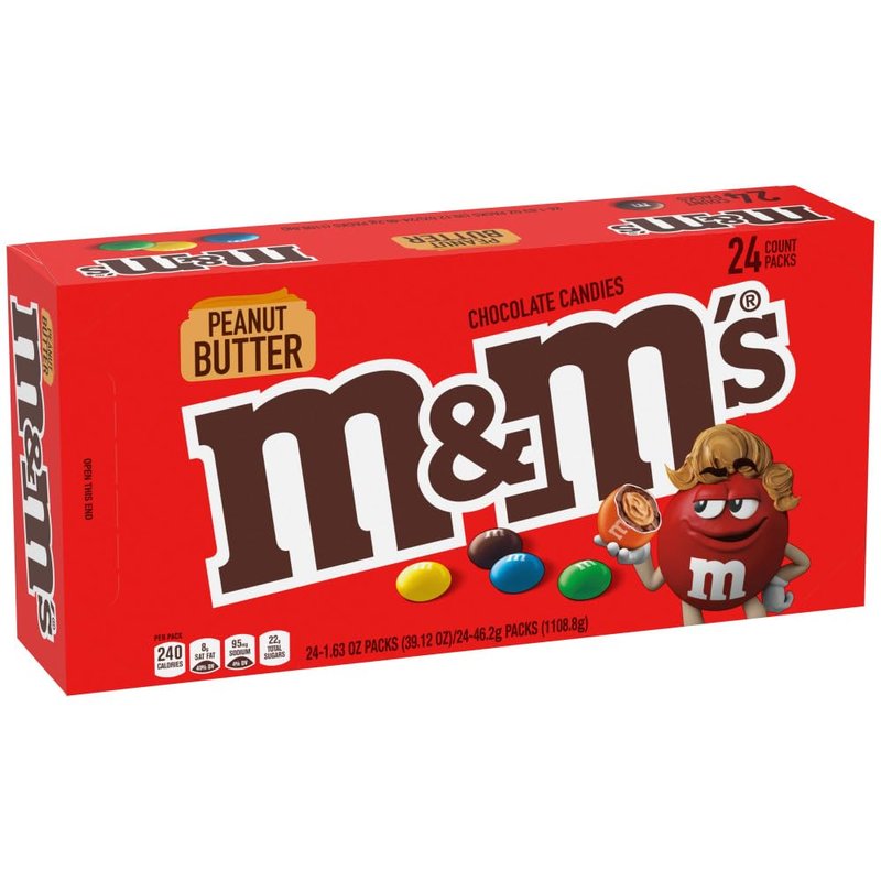 Mars M&M's Peanut Butter Red 24 Ct wholesale candy/snack retail distribution