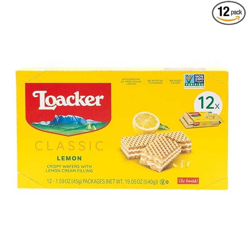 Loacker Lemon Wafers 45g with zesty lemon cream filling wholesale candy/snack retail distribution