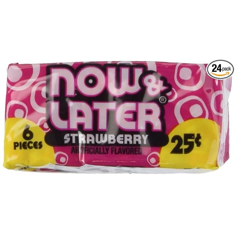Now & Later Strawberry Chews 24 Count Box wholesale candy/snack retail distribution