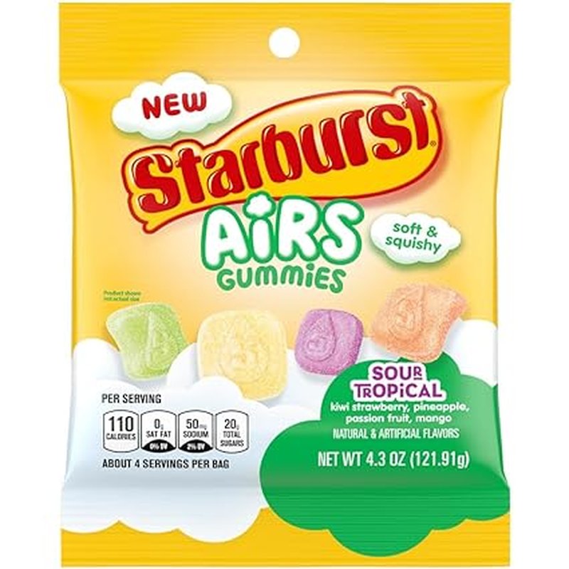 Starburst Airs Gummies Tropical 4.3 oz wholesale candy/snack retail distribution