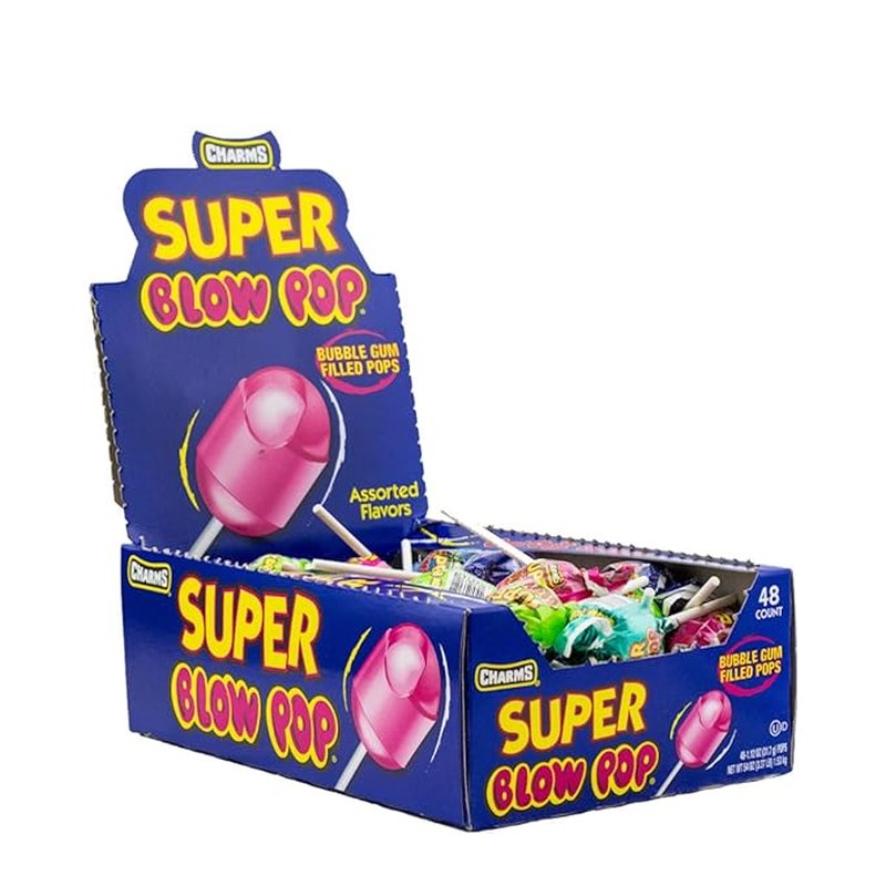 Charms Blow Pop Super Assorted 48 Count wholesale candy/snack retail distribution