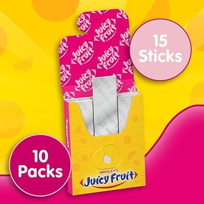 Wrigley's Juicy Fruit Starburst Strawberry Gum 15-stick packs wholesale candy/snack retail distribution