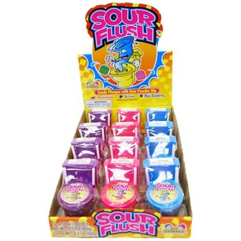 Sour Flush Candy novelty candy with dippable lollipops and flavored powder wholesale candy/snack retail distribution