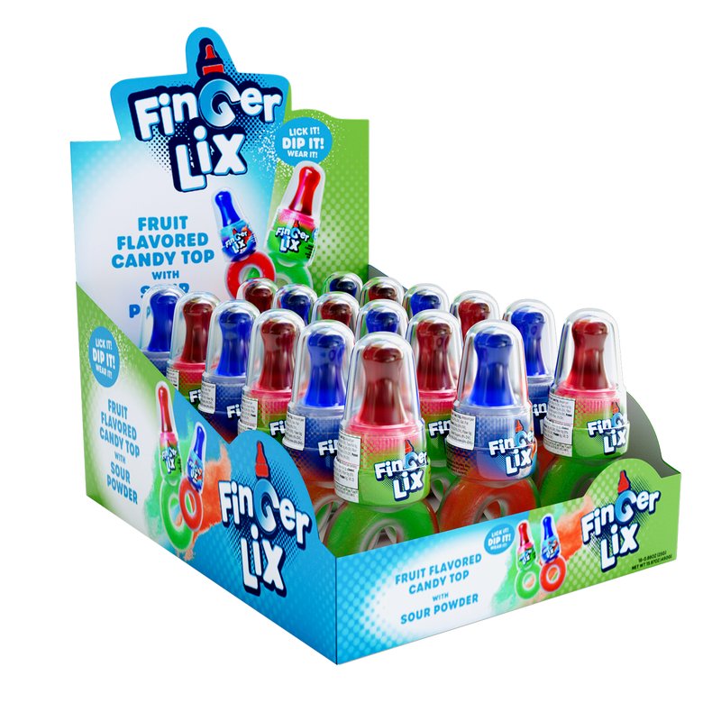 Fin Ger Lix Green & Blue Finger Lollipops 18 Count wholesale candy/snack retail distribution