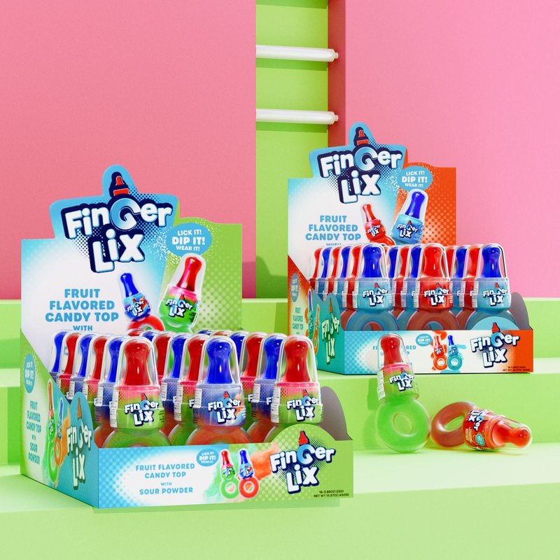 Fin Ger Lix candy Red & Blue 18 Count wholesale candy/snack retail distribution