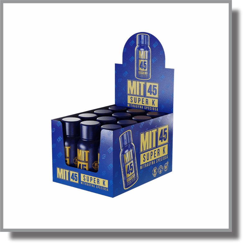 MIT45 Super K Blue liquid kratom shot 12-count box wholesale liquid kratom shot retail distribution