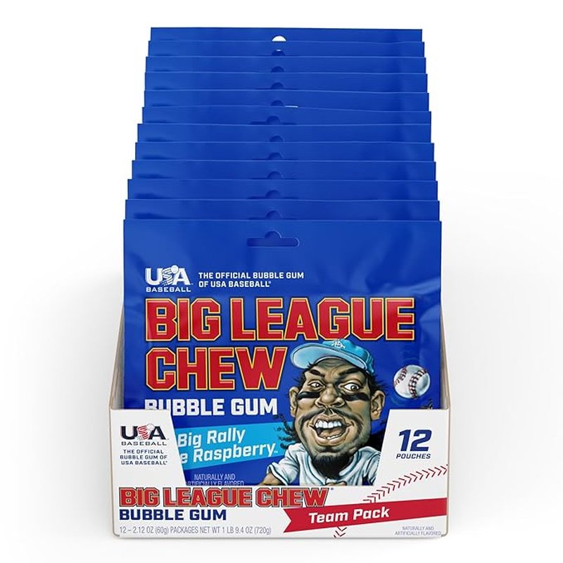 BIG LEAGUE CHEW Cotton Candy Bubble Gum 12 Count wholesale candy/snack retail distribution