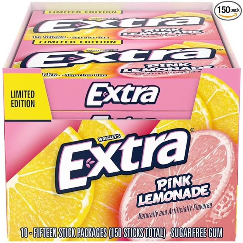 Extra Pink Lemonade Gum 15 Pack wholesale candy/snack retail distribution