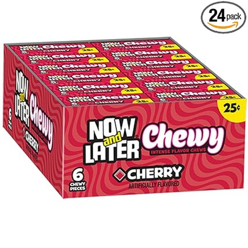 Now and Later Cherry Candy 24 ct wholesale candy/snack retail distribution