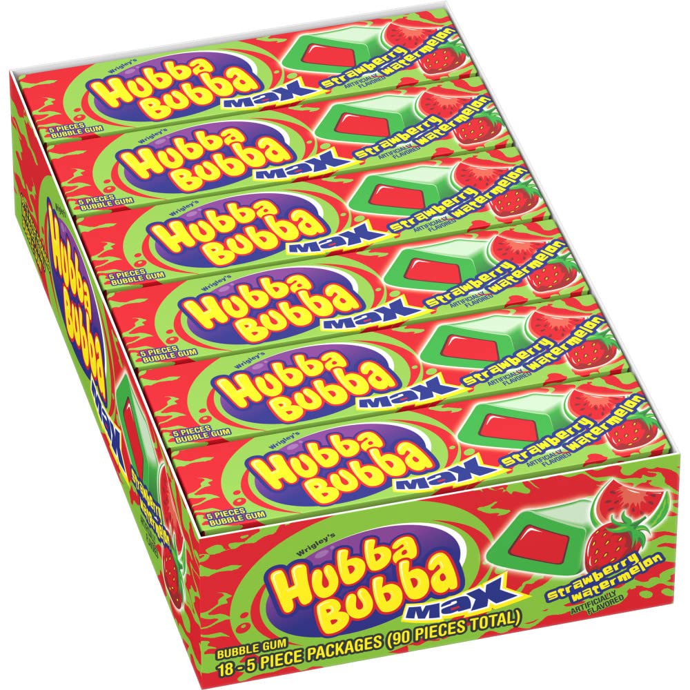 Hubba Bubba Max 5 Pk / 18 Ct Strawberry/Watermelon