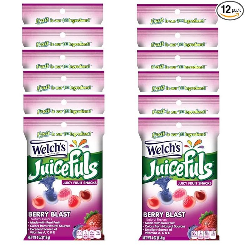 Welch's Juicefuls Berry Blast Fruit Snacks 4 oz Bag wholesale candy/snack retail distribution