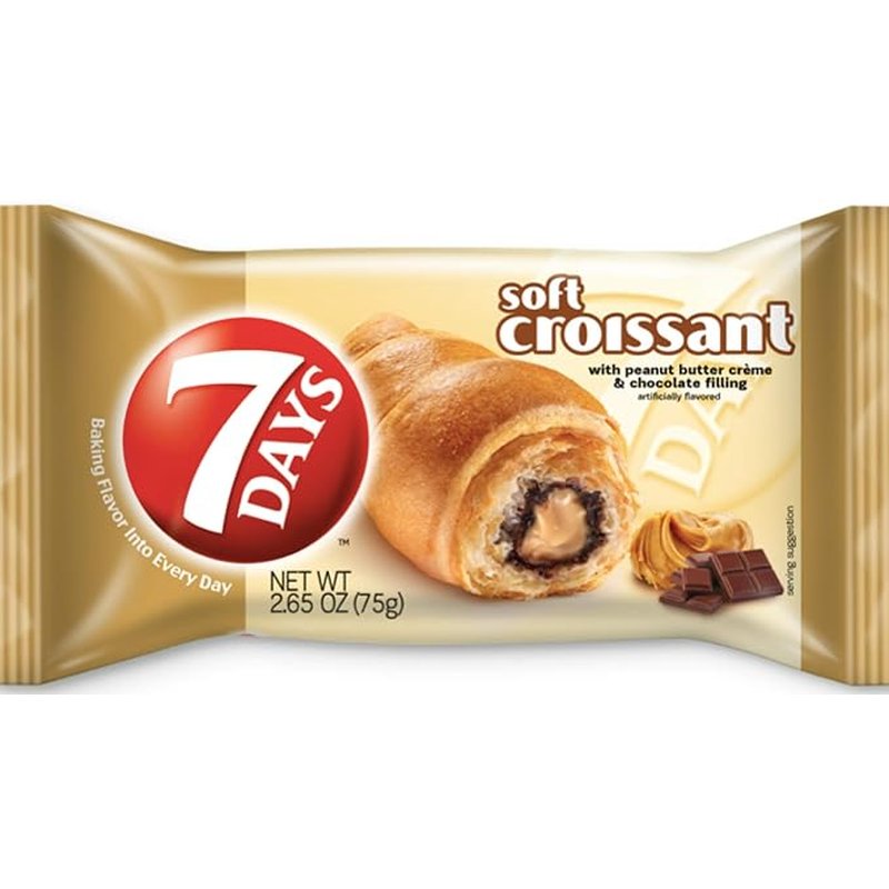7Days Soft Croissant Peanut Butter & Chocolate Individually Wrapped On The Go Snack wholesale candy/snack retail distribution