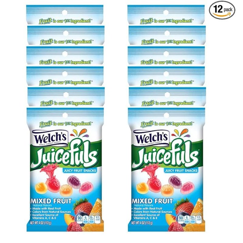 Welch's Juicefuls Mixed Fruit Snacks 4 oz Bag wholesale candy/snack retail distribution