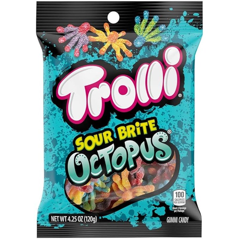 Trolli Sour Brite Octopus 4.25 oz Bag wholesale candy/snack retail distribution