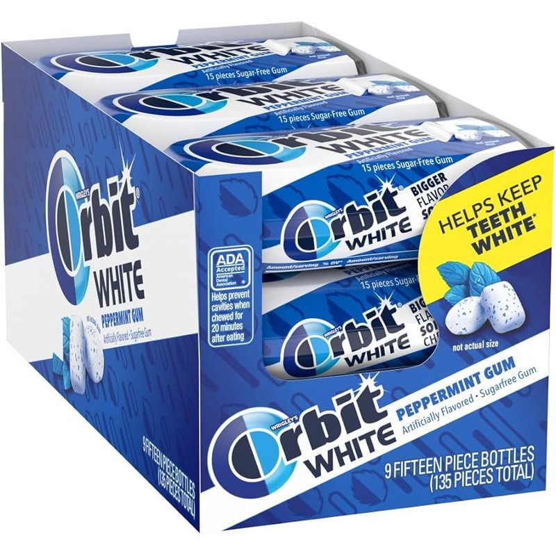 Orbit White Soft Peppermint Gum 15 Piece Pack wholesale candy/snack retail distribution