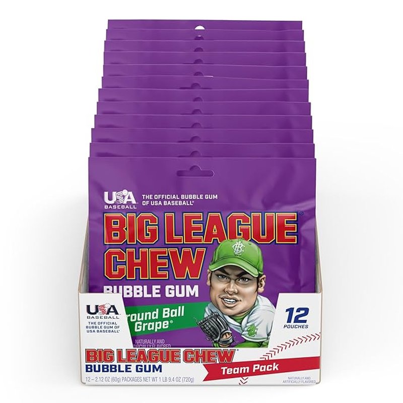 BIG LEAGUE CHEW Baseball with Bubble Gum 12 Count wholesale candy/snack retail distribution