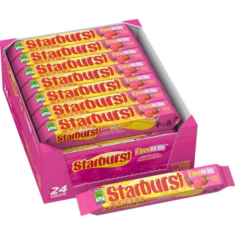 Starburst Fave Reds candy 24 count box wholesale candy/snack retail distribution