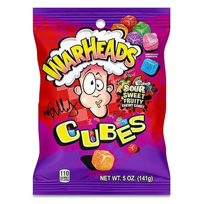Warheads Sour Sweet & Fruity Chewy Cubes 2 oz bags wholesale candy/snack retail distribution