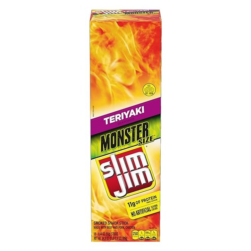 SJ Monster Teriyaki Snack 1.94 oz 18 Count wholesale candy/snack retail distribution