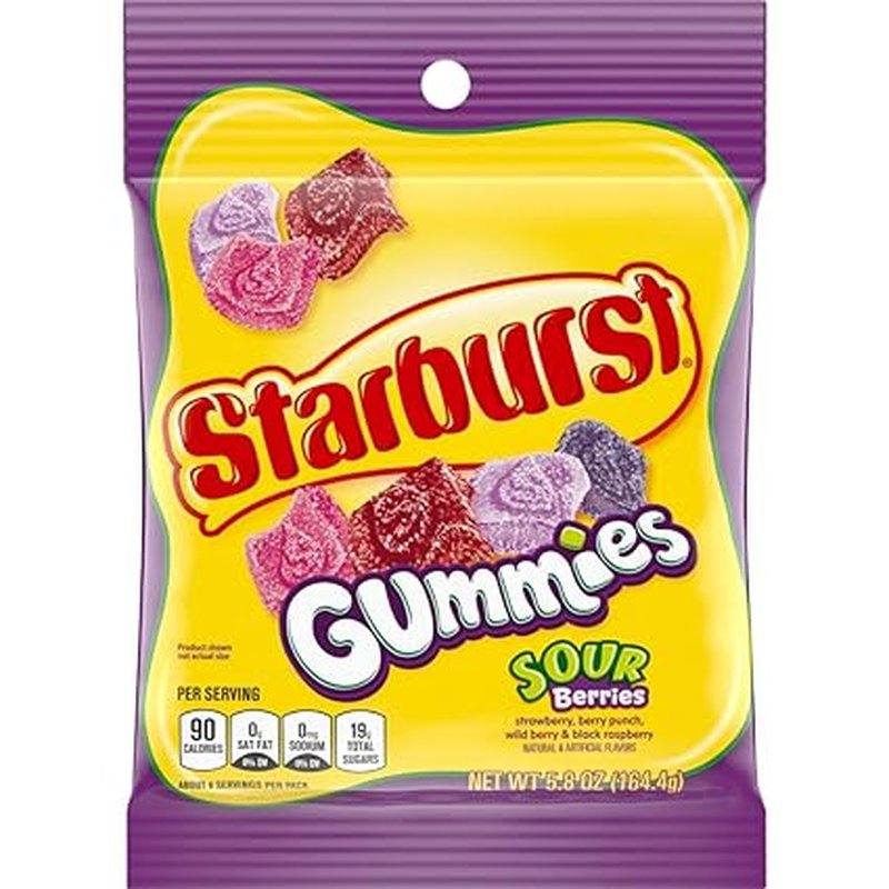 Starburst Gummies Sours Berries 5.8 oz wholesale candy/snack retail distribution