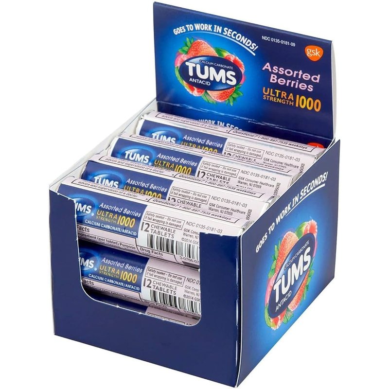 TUMS Ultra Strength Chewable Antacid Tablets 1000 mg mixed berry flavor wholesale health&beauty retail distribution
