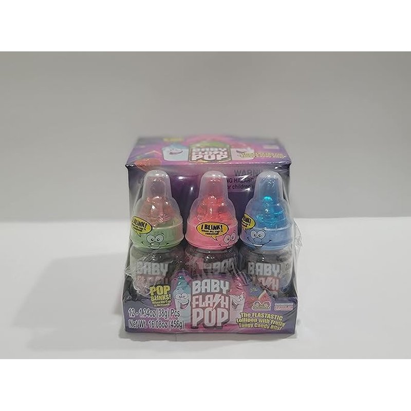 Baby Bottle Flash Pop Assorted Flavors 12 Count wholesale candy/snack retail distribution
