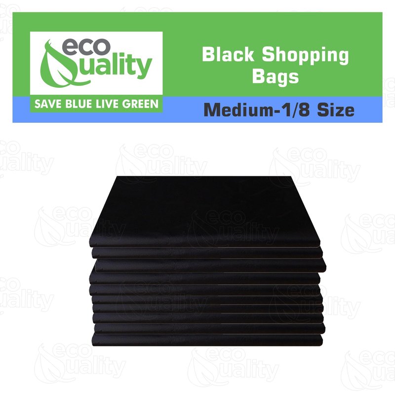 EcoQuality Reusable Black Plastic T-Shirt Bags 10x5x18 wholesale household retail distribution