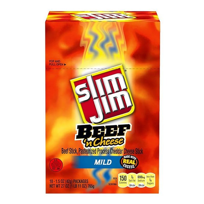 SJ Beef 'N Cheese Mild Snack 1.5 Oz 18 Count wholesale candy/snack retail distribution