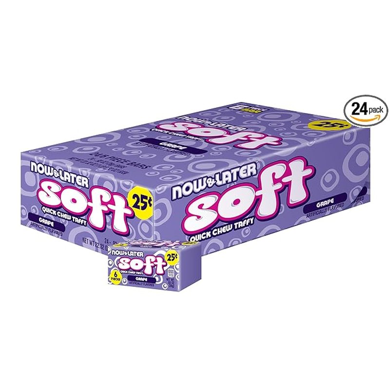 Now and Later Grape 24 ct chewy candy wholesale candy/snack retail distribution